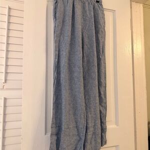 Light Blue Women’s Linen-Blend Casual Pants